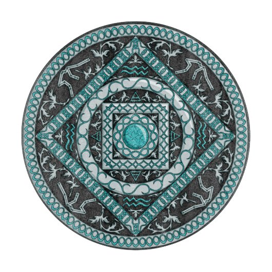 Aquarius Mandala Glas Cutting Board Schneidebrett (Vorderseite)