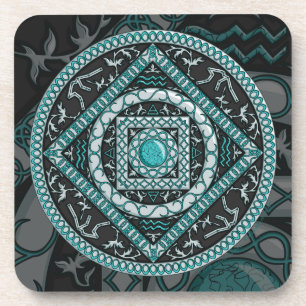 Aquarius Mandala Square Untersetzer