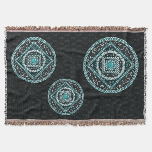 Aquarius-Mandala-Throw-Blanket Decke (Vorderseite)