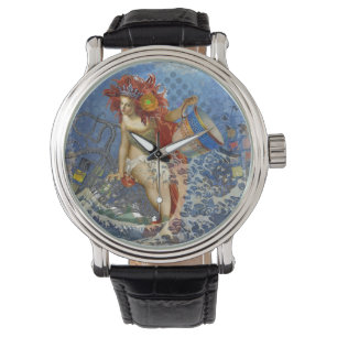 Aquarius Meerjungfrau Gothic Blaue Kunst Armbanduhr