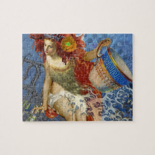 Aquarius Meerjungfrau Gothic Blaue Kunst Puzzle