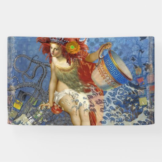 Aquarius Mermaid Gothic Blue Art Banner (Horizontal)