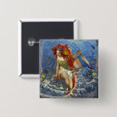 Aquarius Mermaid Gothic Blue Art Button (Vorne & Hinten)