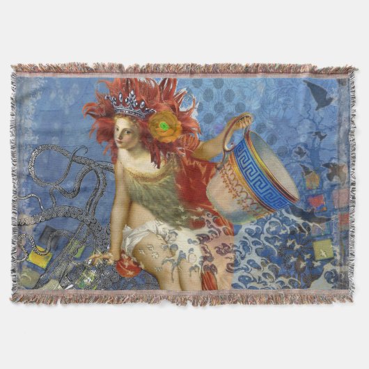 Aquarius Mermaid Gothic Blue Art Decke (Vorderseite)