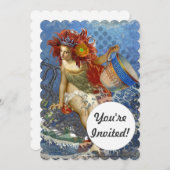Aquarius Mermaid Gothic Blue Art Einladung (Vorne/Hinten)