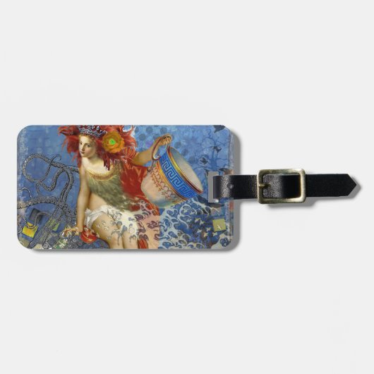 Aquarius Mermaid Gothic Blue Art Gepäckanhänger (Vorderseite horizontal)