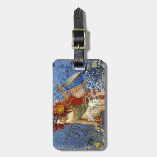 Aquarius Mermaid Gothic Blue Art Gepäckanhänger (Vorderseite vertikal)