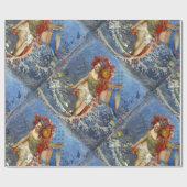 Aquarius Mermaid Gothic Blue Art Geschenkpapier (Flach)