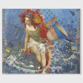 Aquarius Mermaid Gothic Blue Art Geschenkpapier (Flach)