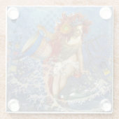 Aquarius Mermaid Gothic Blue Art Glasuntersetzer (Rückseite)