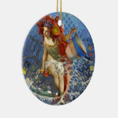 Aquarius Mermaid Gothic Blue Art Keramik Ornament (Rechts)