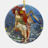 Aquarius Mermaid Gothic Blue Art Keramik Ornament (Vorne)
