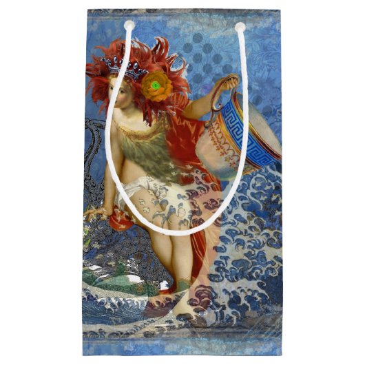 Aquarius Mermaid Gothic Blue Art Kleine Geschenktüte (Vorderseite)