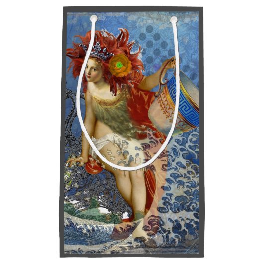Aquarius Mermaid Gothic Blue Art Kleine Geschenktüte (Vorderseite)