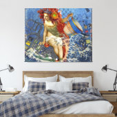 Aquarius Mermaid Gothic Blue Art Leinwanddruck (Insitu (Schlafzimmer))