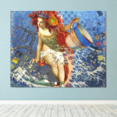 Aquarius Mermaid Gothic Blue Art Leinwanddruck (Insitu (Holzboden))