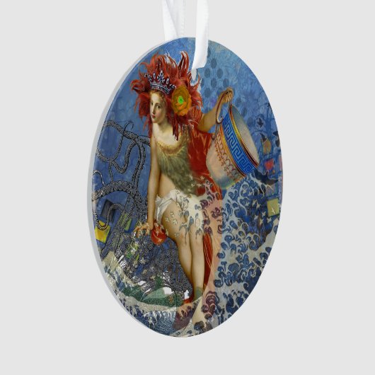Aquarius Mermaid Gothic Blue Art Ornament (Vorderseite)