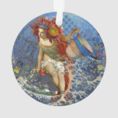 Aquarius Mermaid Gothic Blue Art Ornament (Rückseite)