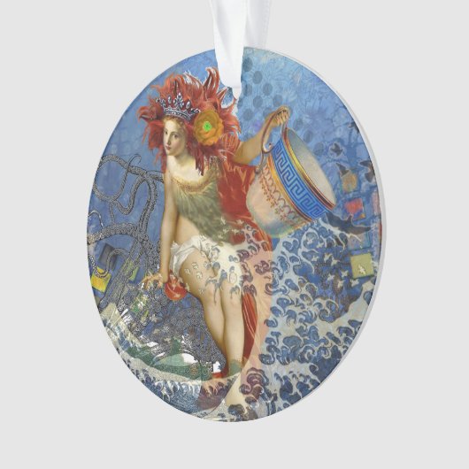 Aquarius Mermaid Gothic Blue Art Ornament (Vorderseite)