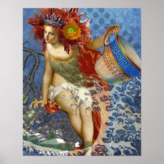 Aquarius Mermaid Gothic Blue Art Poster (Vorne)