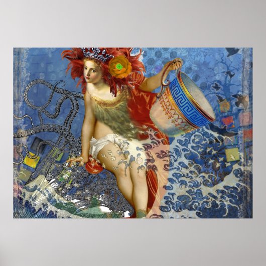 Aquarius Mermaid Gothic Blue Art Poster (Vorne)