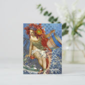 Aquarius Mermaid Gothic Blue Art Postkarte (Stehend Vorderseite)