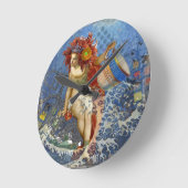 Aquarius Mermaid Gothic Blue Art Runde Wanduhr (Winkel)