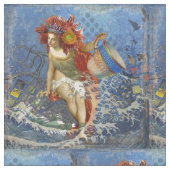 Aquarius Mermaid Gothic Blue Art Stoff (Nahaufnahme)
