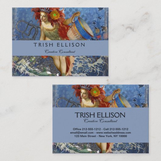 Aquarius Mermaid Gothic Blue Art Visitenkarte (Vorne/Hinten)