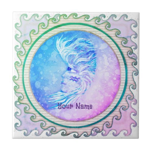 Aquarius Mond Frau Fliese (Vorderseite)