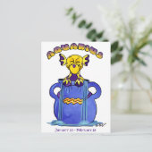 Aquarius niedlich zodiac postkarte (Stehend Vorderseite)