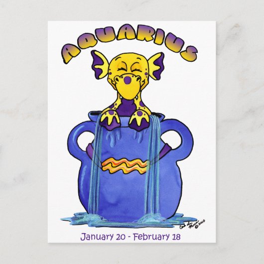 Aquarius niedlich zodiac postkarte (Vorderseite)