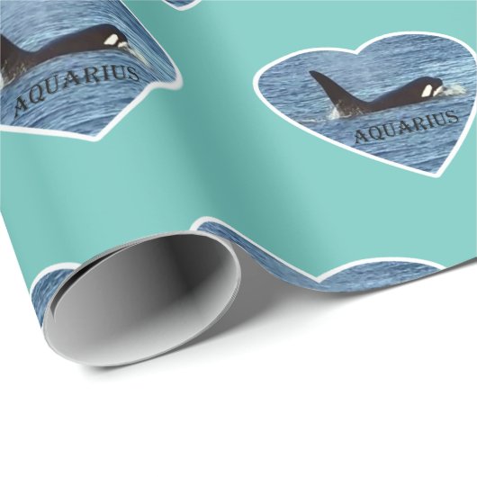 Aquarius Orca Killer Whale Aquamarin Geschenkpapier (Rolleneckpunkt)