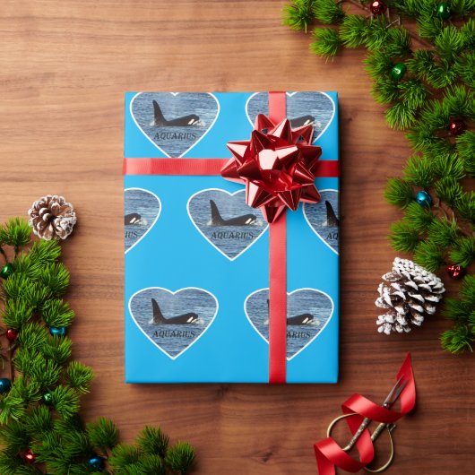 Aquarius Orca Killer Whale Blue Geschenkpapier (Feiertagsgeschenk)