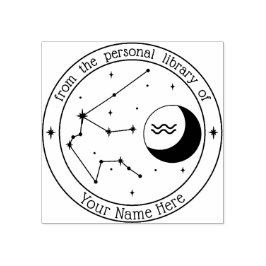 Aquarius Personalisiert Zodiac Book Briefmarke Gummistempel