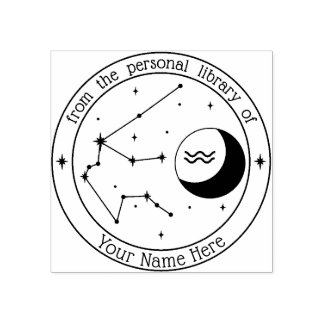 Aquarius Personalisiert Zodiac Book Briefmarke Gummistempel