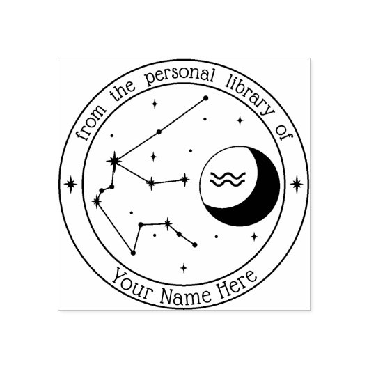 Aquarius Personalisiert Zodiac Book Briefmarke Gummistempel (Prägung)