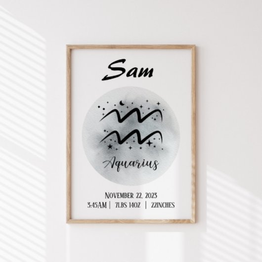 Aquarius Personalisiert Zodiac Individuelle Name Poster