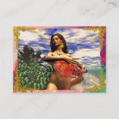 AQUARIUS, pink, fuchsienfarben, grün, gelb, goldfa Visitenkarte (Rückseite)