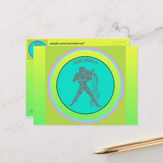 Aquarius Postcard Postkarte (Vorderseite/Rückseite Beispiel)