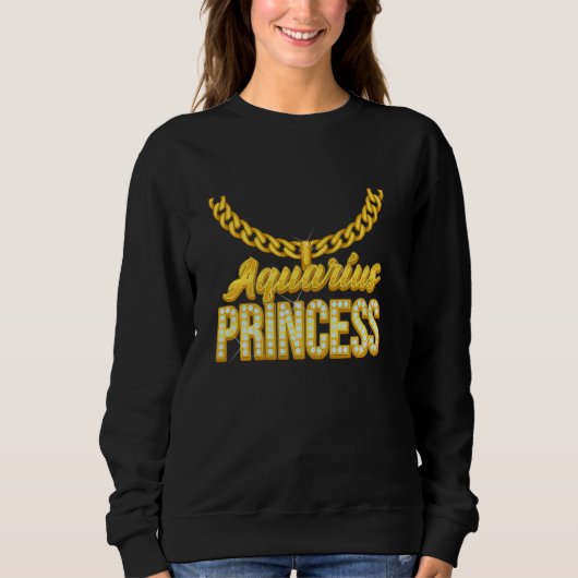 Aquarius Princess Zodiac Unterschreiben mit Golden Sweatshirt (Vorderseite)