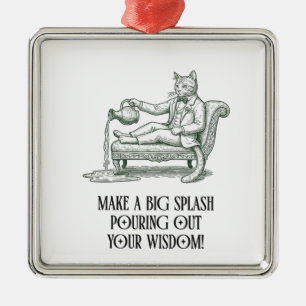 Aquarius Pun Wise Cat Sternzeichen Weihnachtsbauma Ornament Aus Metall