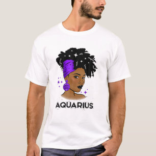 Aquarius Queen Afro Melanin Girl Geburtstagsgesche T-Shirt