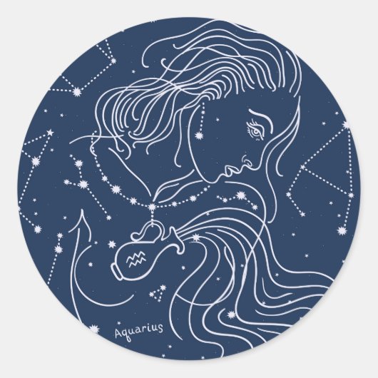 Aquarius Runder Aufkleber (Vorderseite)