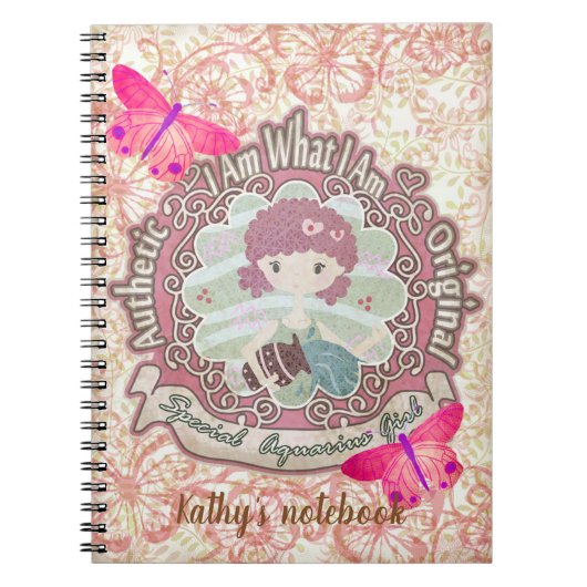 Aquarius-Schilder. Personalisiert. Notebook Notizblock (Vorderseite)