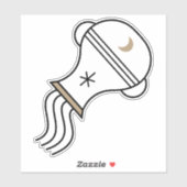 Aquarius schwarzes astrologisches Symbol Wasserzei Aufkleber (Blatt)