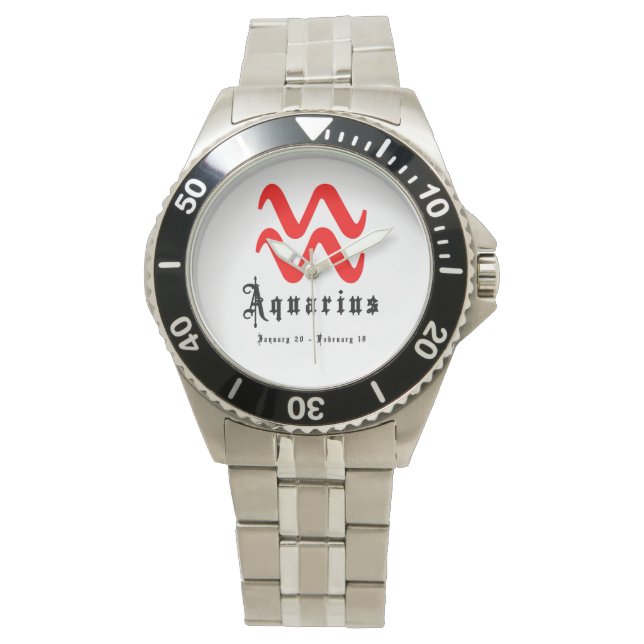 Aquarius Sign Astrologie Zodiac Armbanduhr (Vorderseite)