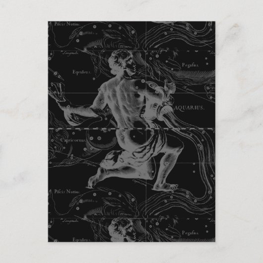Aquarius Sign Constellation Map von Hevelius Postkarte (Vorderseite)