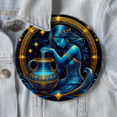 Aquarius signieren schöne digitale Illustration Button (Beispiel)