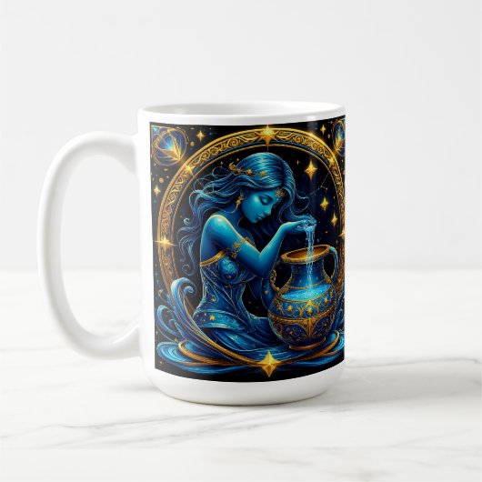 Aquarius signieren schöne digitale Illustration Kaffeetasse (Links)